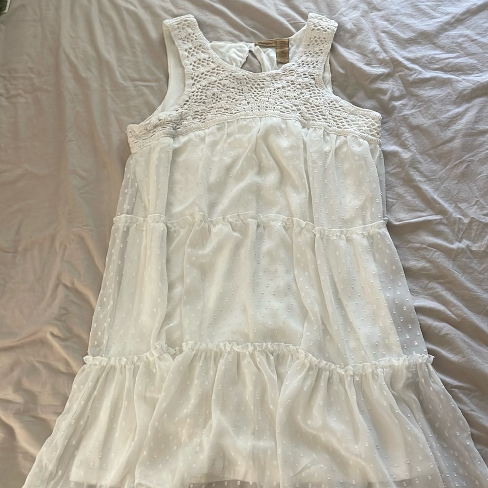 Wrangler Dress, crotchet top, sheer lacey overlay